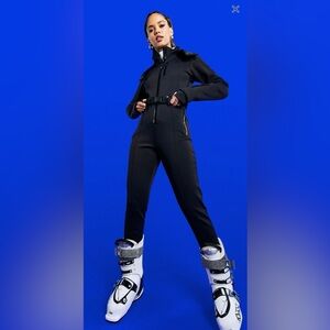 ASOS 4505 ski fitted belted ski suit with fur faux hood